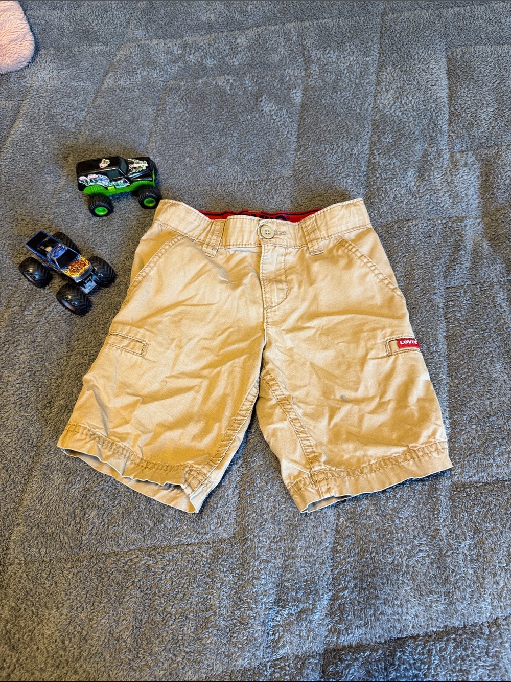 Levi's Kids Tan Cargo Shorts with Red Waist Accent